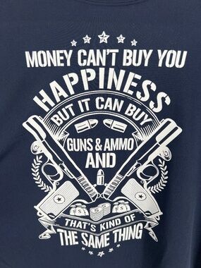 Guns & Ammo Men’s Long Sleeve T-shirt XL Blue White Jersey Material NWT